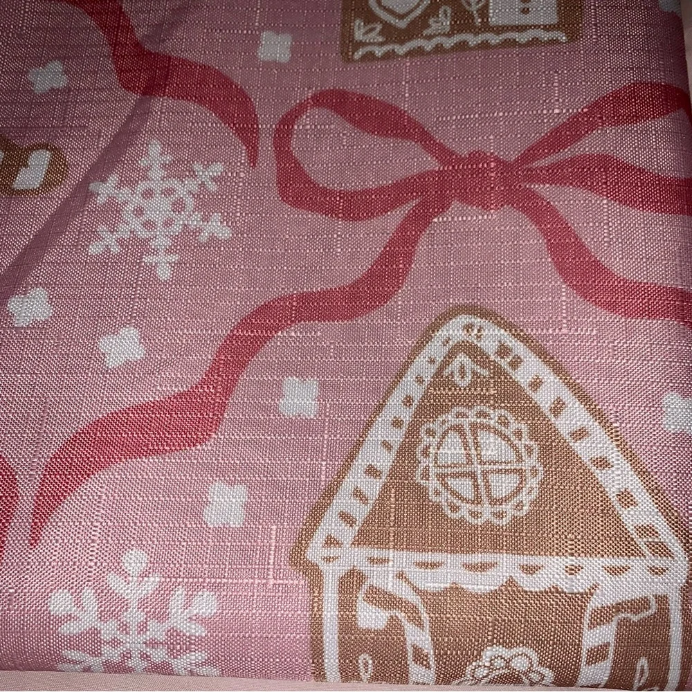 NEW Holly Jolly Pink Coquette Gingerbread Shower Curtain & Hooks NWT